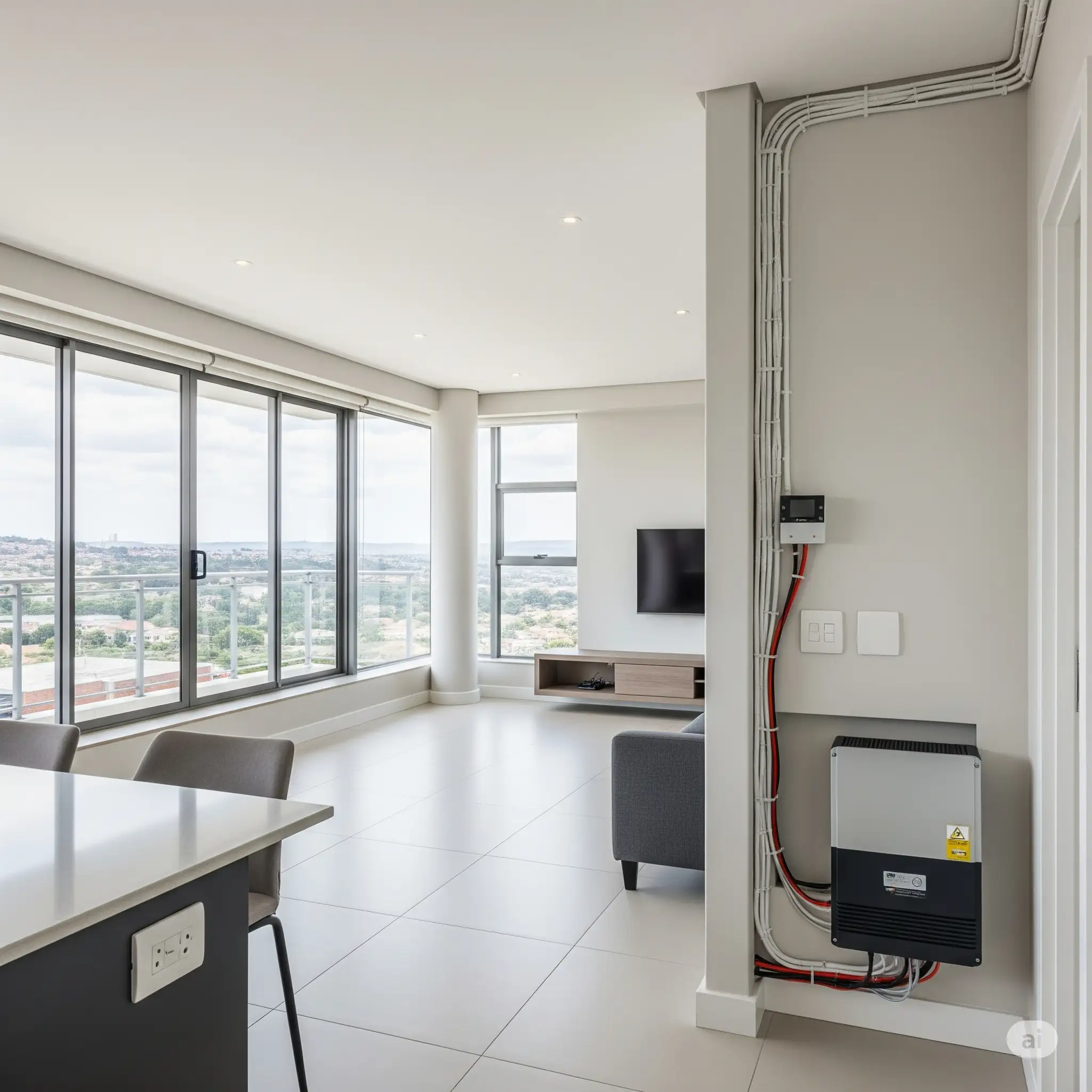 Modern apartment with backup power inverter system