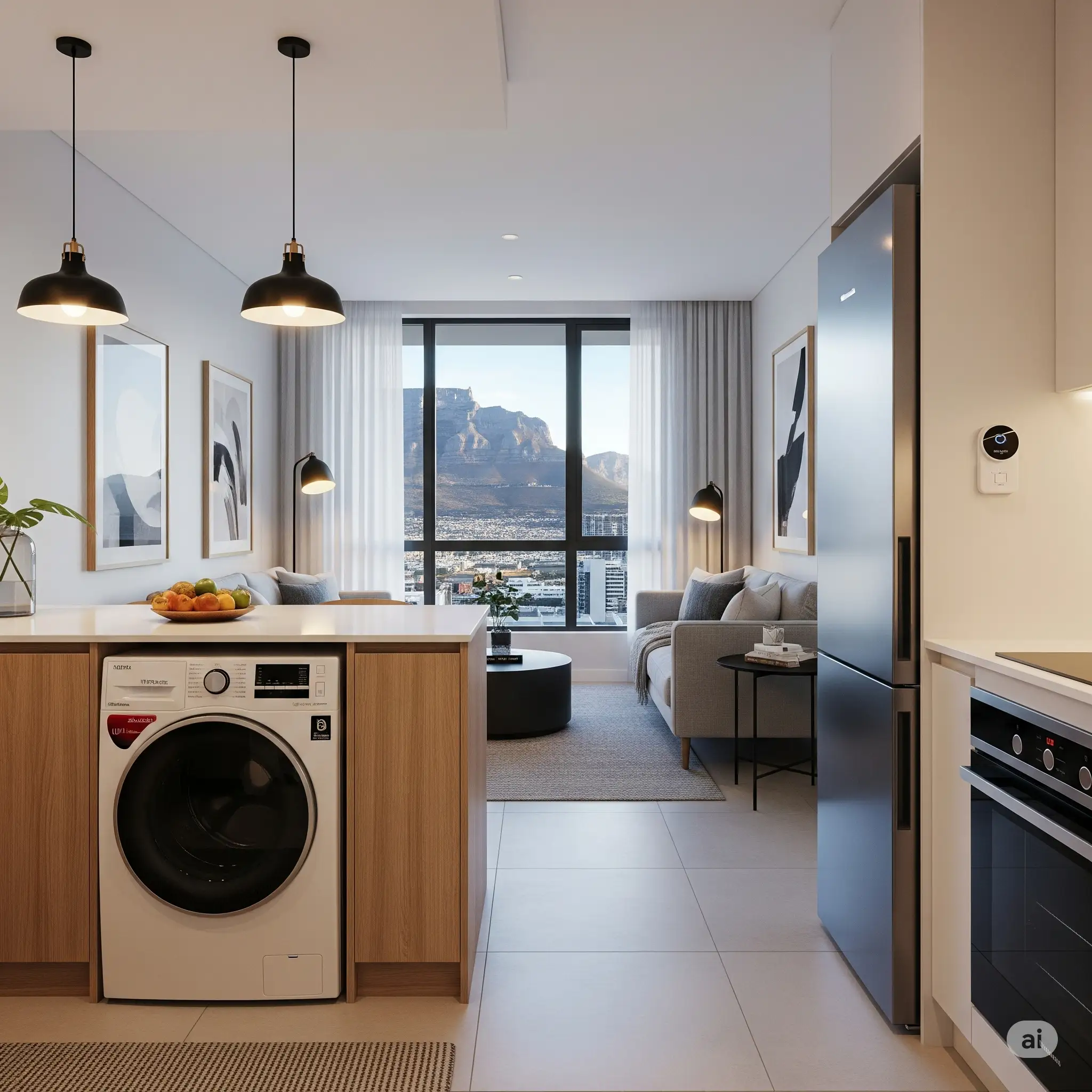 Energy-efficient apartment with LED lighting and smart appliances