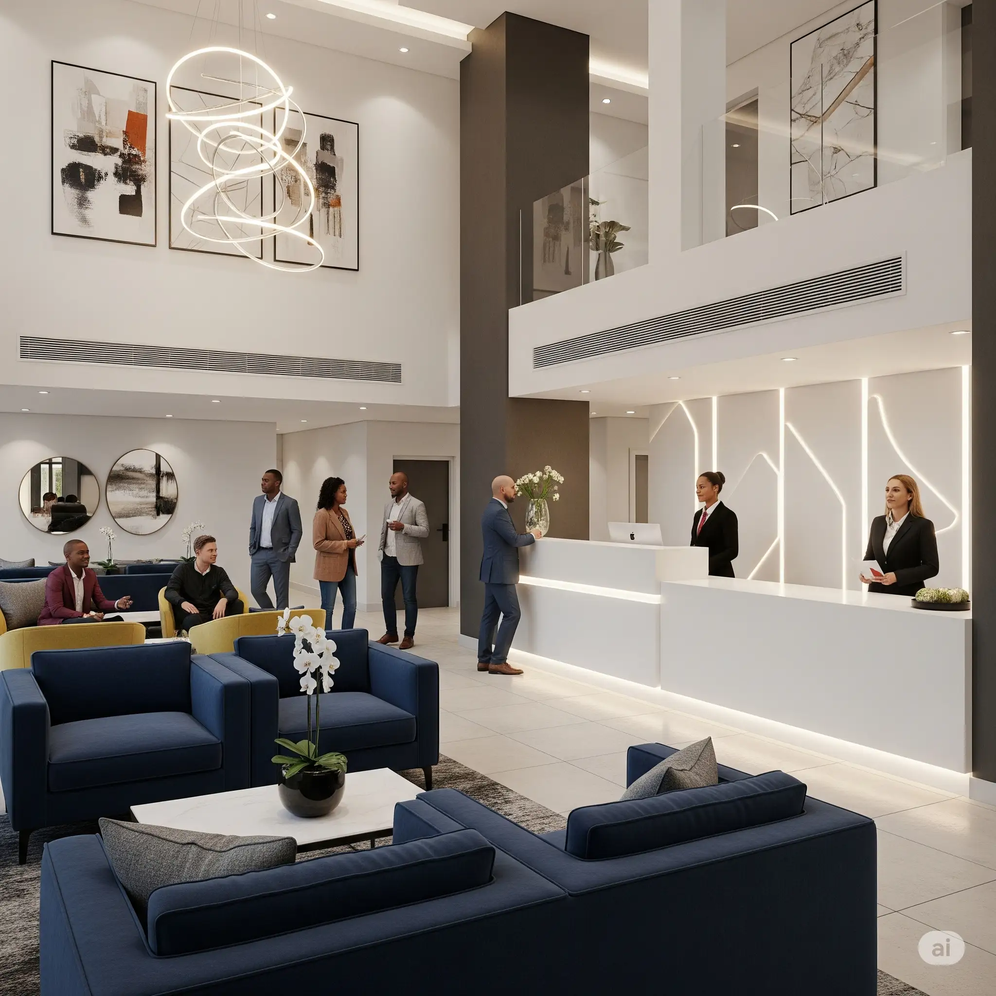 Apartment concierge service area with modern design