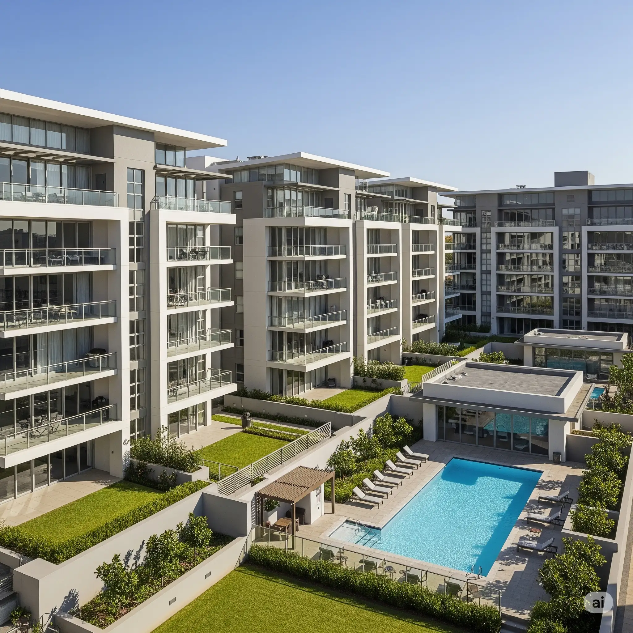 Luxury apartment complex in Fourways with modern architecture