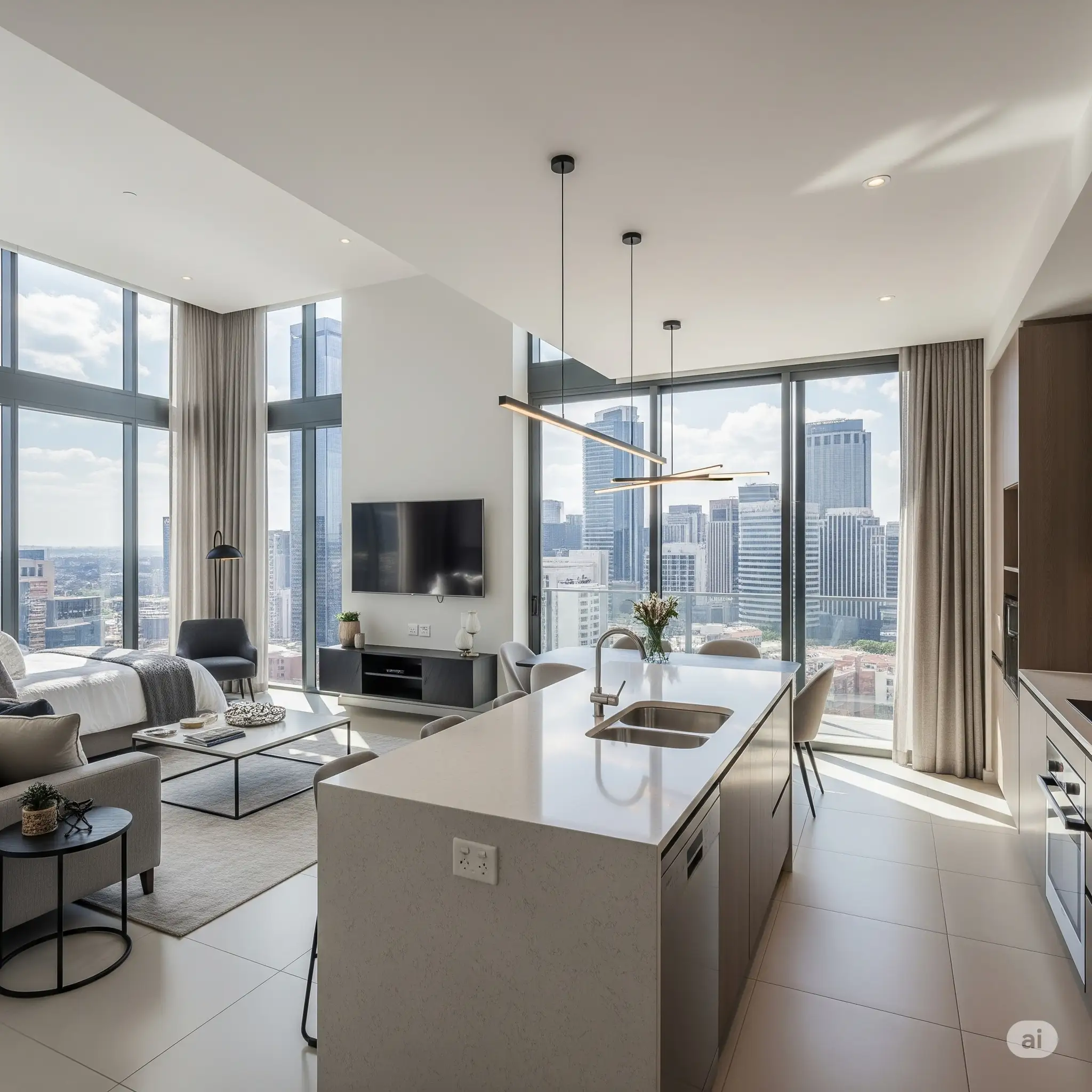Modern Sandton apartment with city views and contemporary interiors